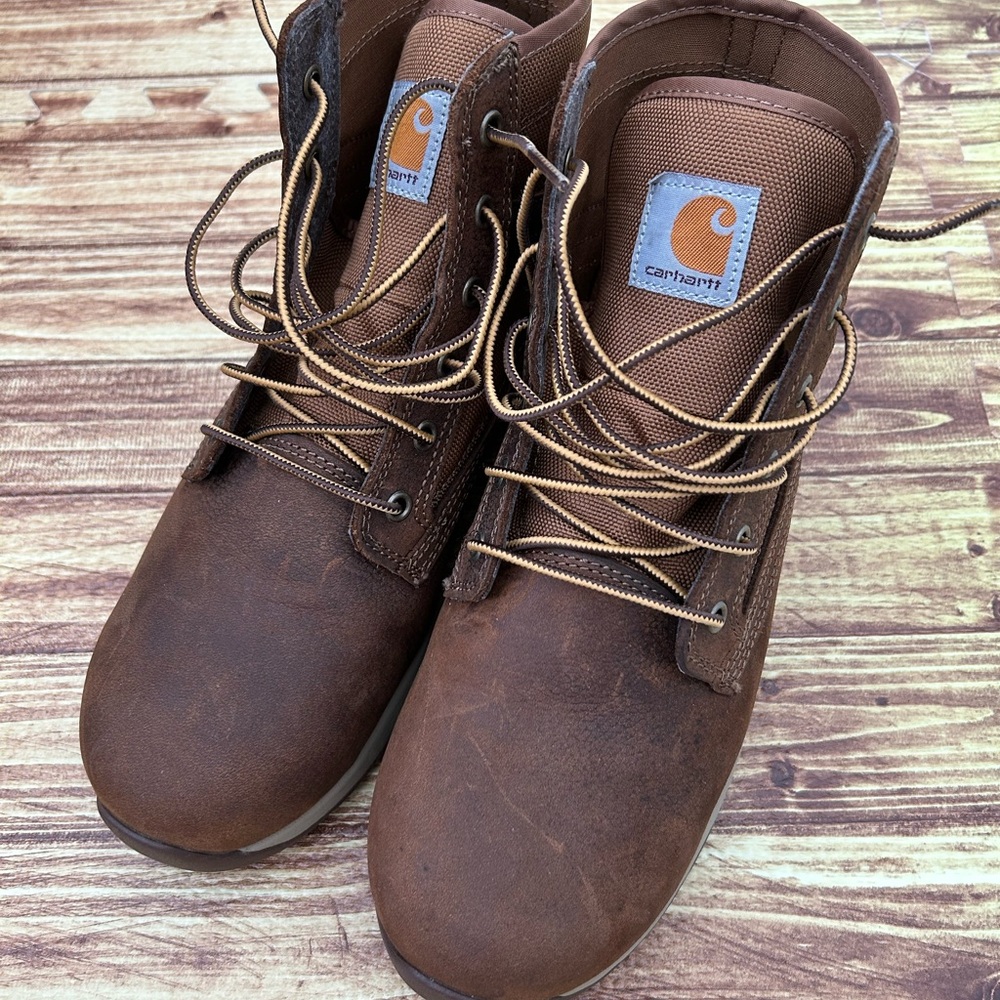 Carhartt Brown Leather Lace-Up Composite Toe Work Boots